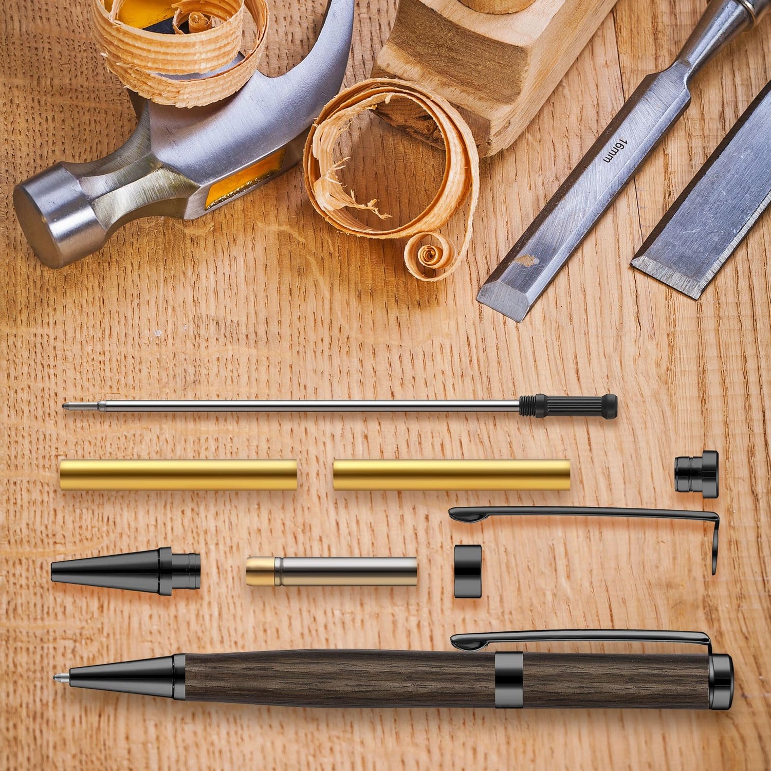 Colarr 10 Pcs Pen Kits for Wood Turning 7mm Slimline Pen Twist Pen Kit with Refill Lathe Turning Supplies for Making Pen Office Classroom Supplies Colarr