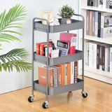 TOOLF 3-Tier Rolling Cart, Metal Utility Cart with Lockable Wheels, Storage Craft Art Cart Trolley Organizer Serving Cart Easy Assembly for Office, TOOLF