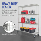 Heavy-Duty NSF Certified Metal Wire Shelving Unit with Wheels and Adjustable Feet by SafeRacks SafeRacks