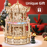 MIEBELY 3D Wooden Puzzles for Adults Bundle Set - Illuminous Music Box Globe & LED Carousel Music Box, Unique Gift Hobby for Boys Girls Family MIEBELY