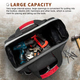 Pnochoo Waterproof Tool Bags for Men or Women, 16-inch Wide Mouth Tool Tote Bag with 25 Pockets for Tool Organizer & Storage, with Adjustable pnochoo