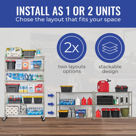 Heavy-Duty NSF Certified Storage Shelves with Wheels - SafeRacks Adjustable Steel Wire Shelving Unit SafeRacks