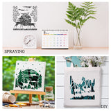 12 Pieces Deer Mountain Stencils for Painting on Wood DIY Animal Moon Tree Stencils Forest Painting Plastic Templates Forest Theme Stencils for Wall Zonon