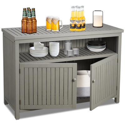 AHB Outdoor Console Sideboards Buffet Cabinet, Solid Wood Storage Cabinet TV Stand,Furniture for Patio Entryway Deck(Grey)