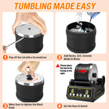 Large 2.5LB Professional Rock Tumbler Kit, 3-Speed Motor & 9-Day Timer, Rubber Barrel, Quiet Rotary Stone Polisher with 6 Belts, Rough Gemstones, 4 KoolStone