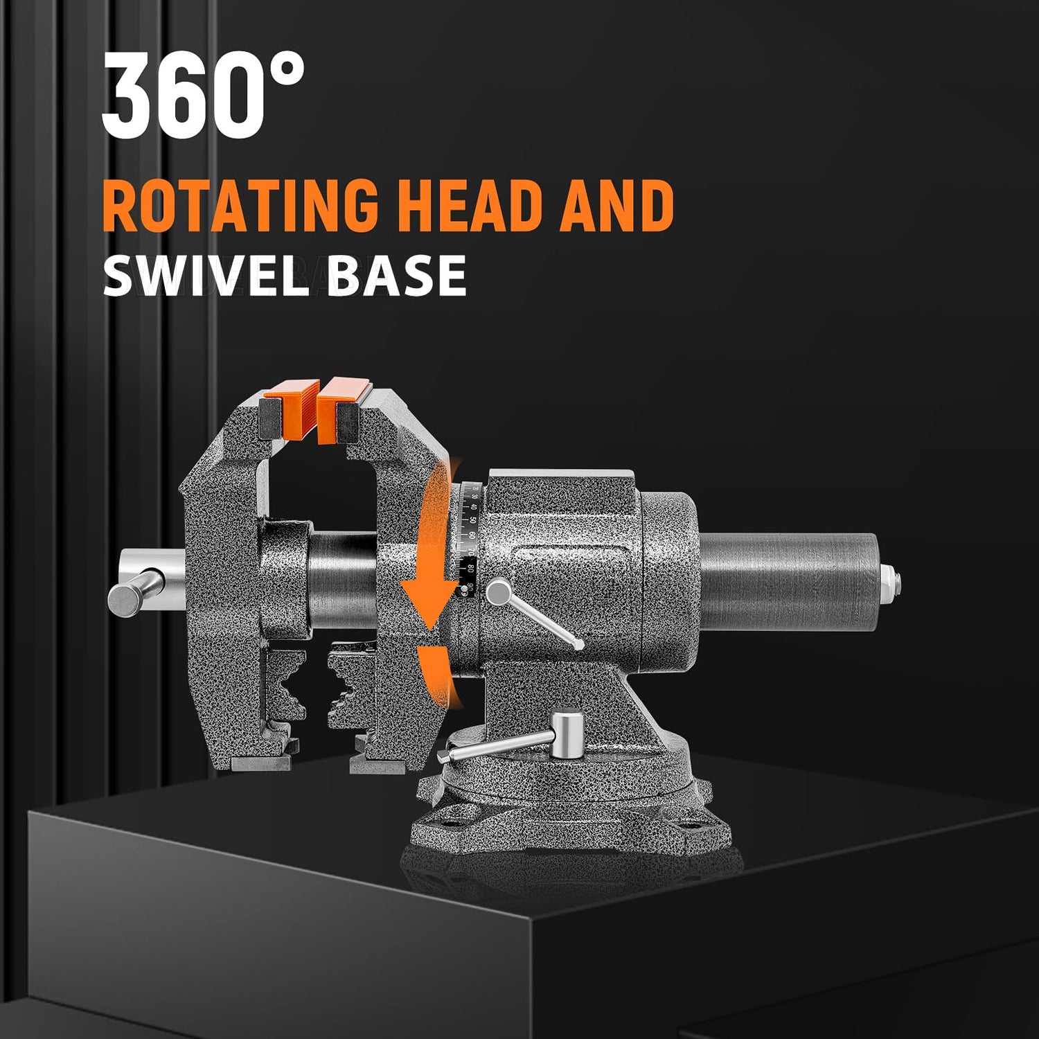 LMYYGOO Bench Vise, 5-inch Jaw Width 5-inch Jaw Opening, 360° Swivel Base, Multipurpose Heavy Duty Workbench Vise with Anvil &1 Pair Vise Jaw Pad, LMYYGOO