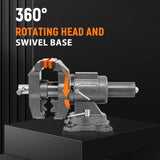 LMYYGOO Bench Vise, 5-inch Jaw Width 5-inch Jaw Opening, 360° Swivel Base, Multipurpose Heavy Duty Workbench Vise with Anvil &1 Pair Vise Jaw Pad, LMYYGOO