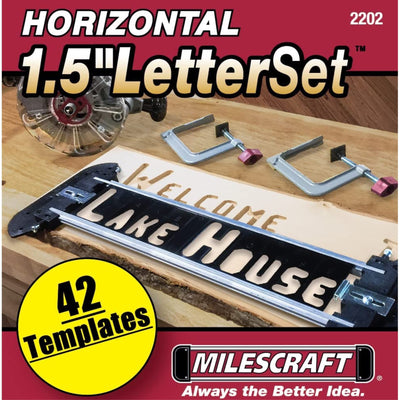 Milescraft 2202 Horizontal Character Template Set 1.5in (42 piece) Router Template set for Sign Making