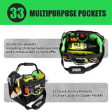 KUNLUN 17-Inch Open Top Tool Bag, Electrician Tool Bag, Tool Tote Bag Organizer for Easy Tool Access, 33 Pockets Foldable Tool Carrier with Rotating KUNLUN