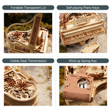 ROKR 3D Wooden Piano Model Kit - 1:20 Scale Music Box with Self-Playing Keys (223 pcs) ROKR
