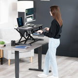 VIVO 32 inch Desk Converter, K Series, Height Adjustable Sit to Stand Riser, Dual Monitor and Laptop Workstation with Wide Keyboard Tray, Black, VIVO