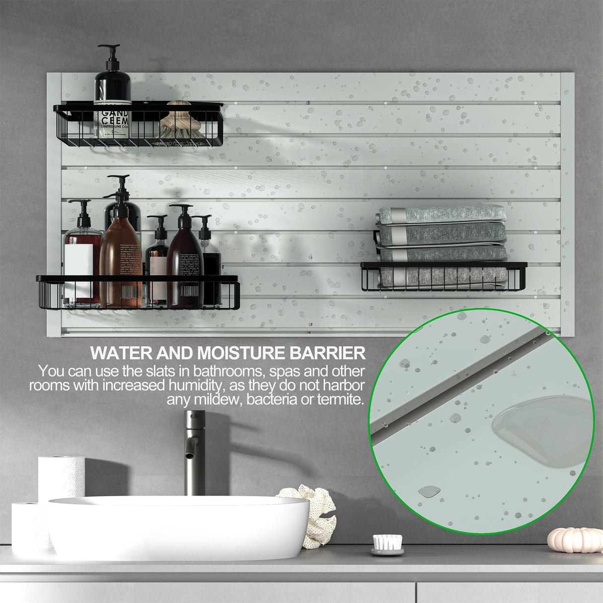 RELIANCER PVC Slat Wall Panels,4ft by 8ft (32 sqft) Garage Wall Organizer Storage System,Interlocking Slatwall Paneling Sheets,Workshop Slatwall RELIANCER