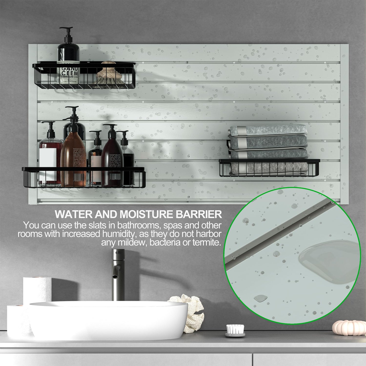 RELIANCER PVC Slat Wall Panels,4ft by 2ft (8 sqft) Garage Wall Organizer Storage System,Interlocking Slatwall Paneling Sheets,Workshop Slatwall RELIANCER