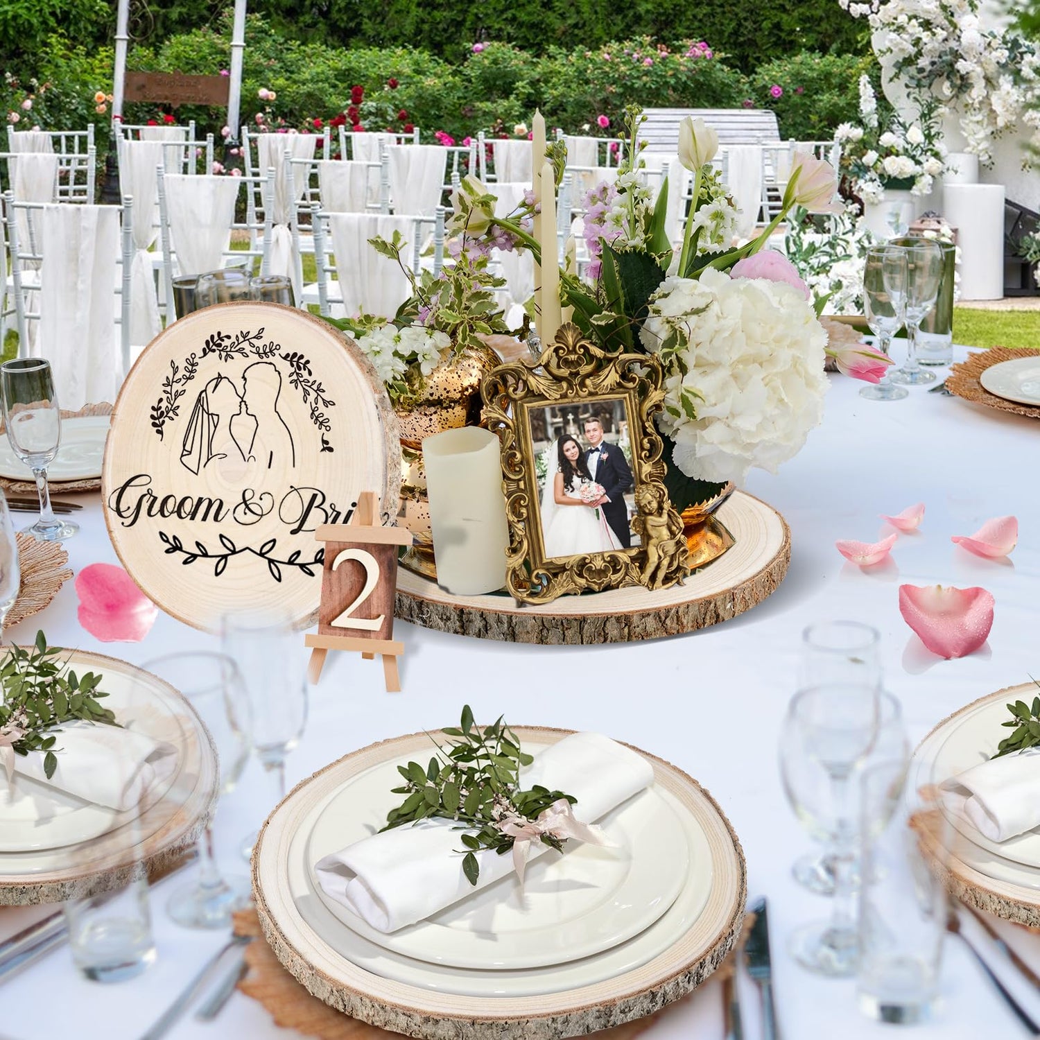 Wood Slices 8 Pack 9-10 Inch Large Wood Rounds Unfinished Wood Slices for Centerpieces, Wood Ornaments,Wood Chargers,Wood Slices forTables BeNiNat