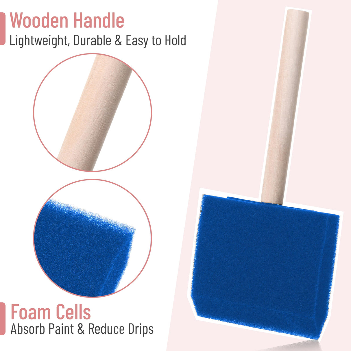 Bates- Foam Paint Brushes, 3 Inch, 24 Pack, Blue, Foam Brush, Sponge Brush, Sponge Brushes for Painting, Sponge Paint Brush, Foam Brushes for Bates Choice