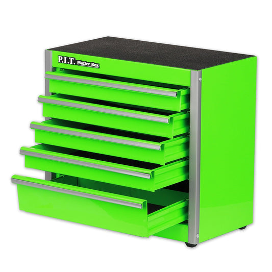 P.I.T. Portable Five-Drawer Steel Tool Box, Green Hand Carry Tool Cases for Tools Storage - WoodArtSupply