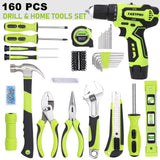 FASTPRO 160-Piece Home Tool kit with Drill, 12V Cordless Lithium-ion Drill Driver and Household Repairing Tool Set with Storage Case, For DIY, Home FASTPRO