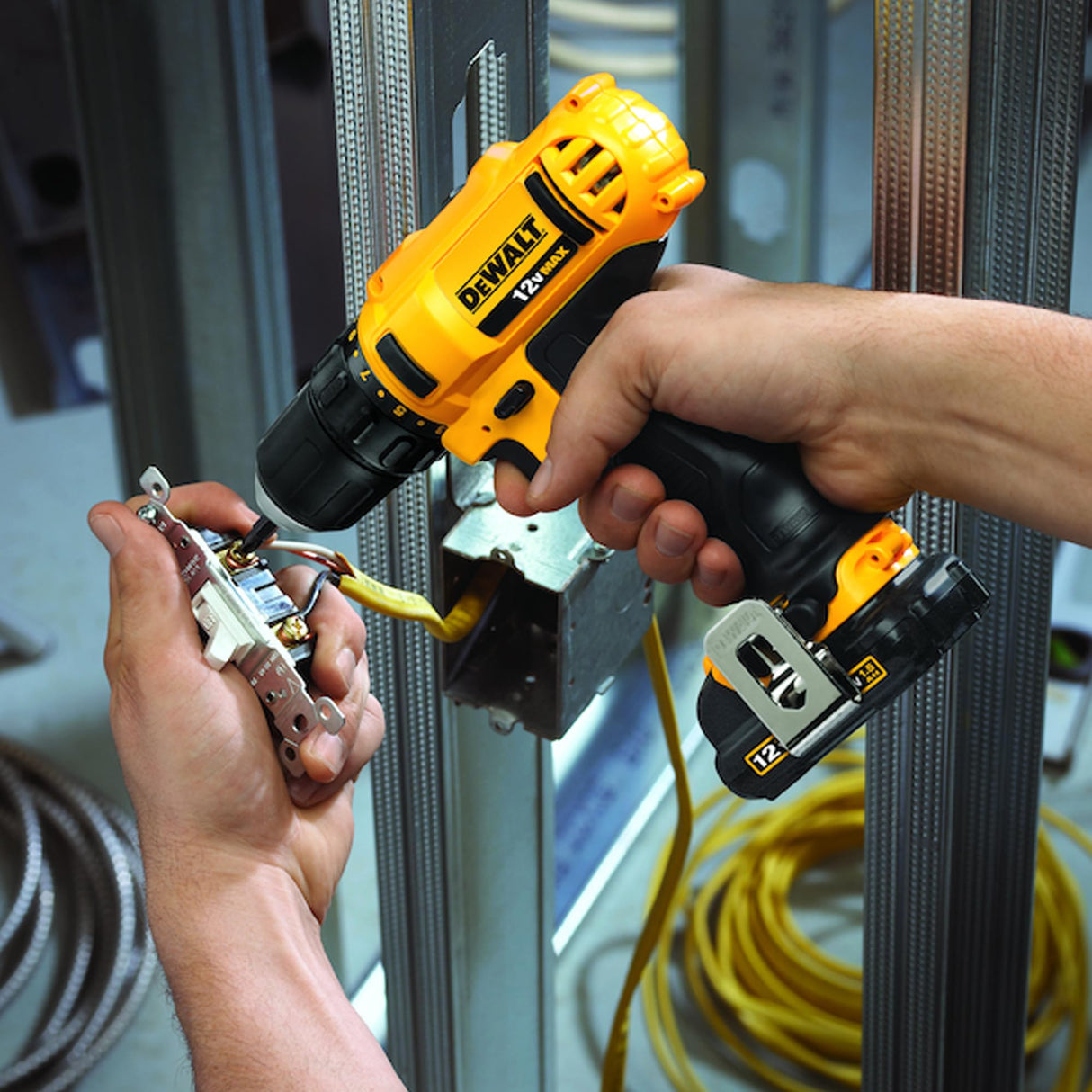 DeWalt 20V MAX Cordless Impact Driver and Drill Hand Tool Set Combo Kit with LED Flashlight, 45 Piece Drill Bit Set, and Battery Power Pack DEWALT