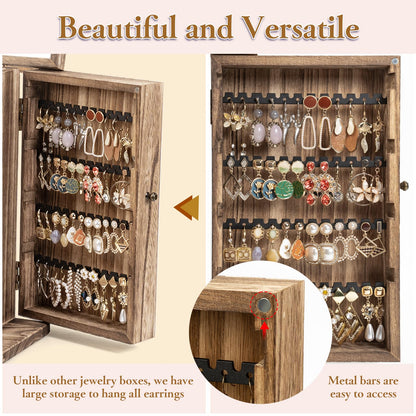 Jewelry Box for Women 6-Tier Large Jewelry Box Wooden Jewelry Boxes Rustic Jewelry Organizer Box with Mirror and Earing Display for Rings Necklaces