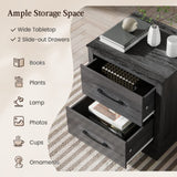 Giantex Farmhouse Nightstand Set of 2, Wood Bedside Table with 2 Storage Drawers, Compact Floor Night Stand End Table, Accent Sofa Side Table for Giantex