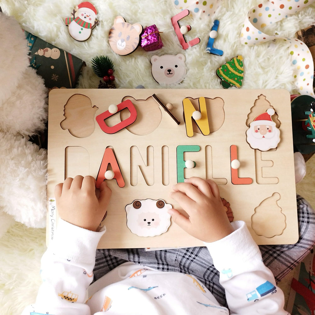 Name Puzzle for Kids Personalized, Easter Basket Stuffers for Toddler, with Gift Wrapping and Customizable Blessing on The Back PUREFLY