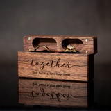 MUUJEE Together Double Ring Box - Engraved Slim Wooden Ring Case Box for Wedding Ceremony Engagement Proposal Ring Bearer Box - Anniversary Birthday MUUJEE