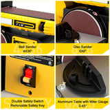 Woodskil 4.5-Amp Belt Disc Sander Combo, 4 x 36 in. Belt and 6 in. Disc Sander with 3/4HP Motor, Belt Sander for Woodworking with Base, Bench Sander Woodskil