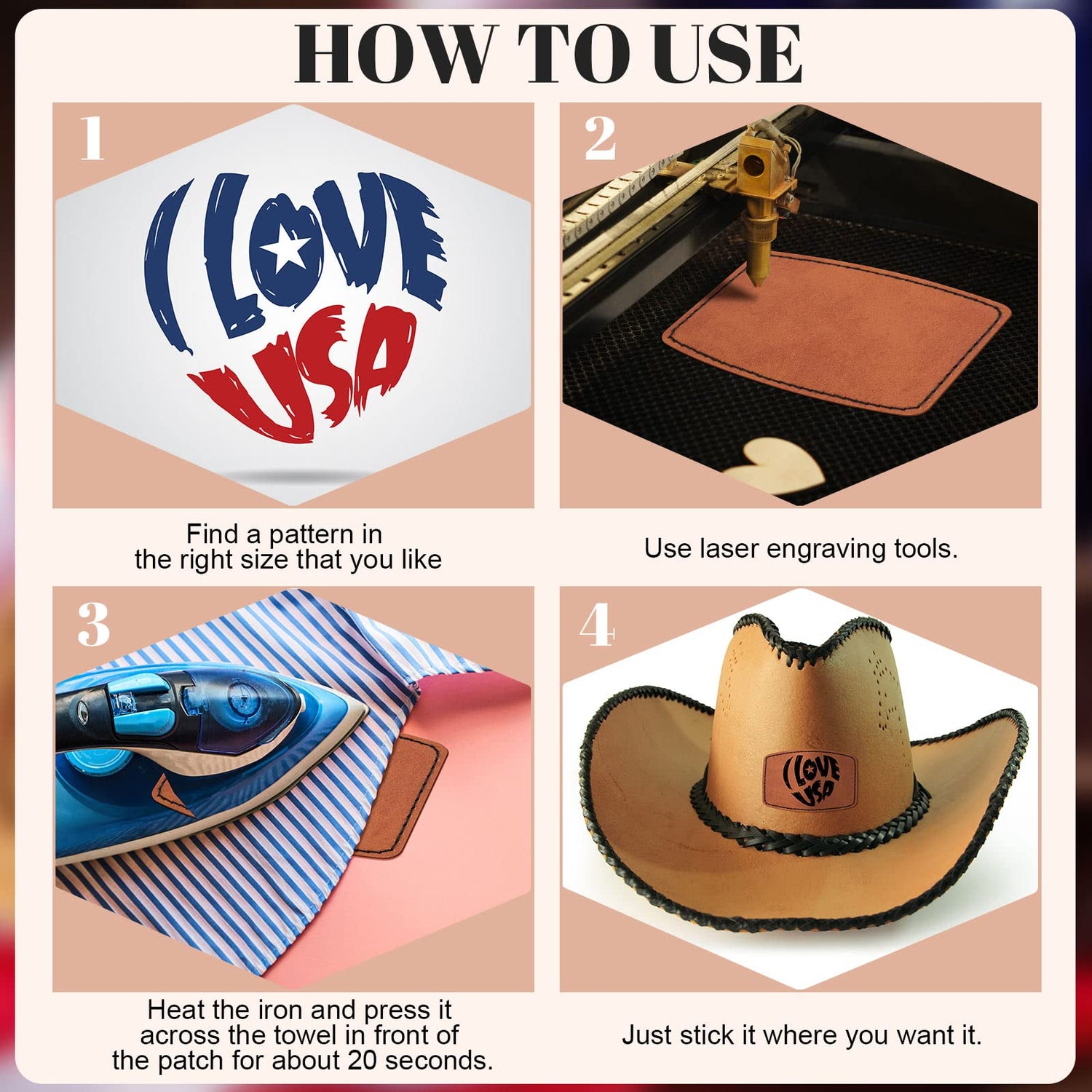 80 Pcs Blank Leatherette Hat Patches with Adhesive Rustic Patches Laser Supplies Faux Leather Hat Patches with Iron on Adhesive Bulk for Hat Shirt Juexica