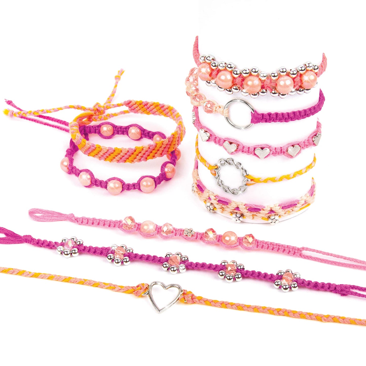 Make It Real - Macrame Friendship Bracelet Making Kit for Girls - Kids String Bracelet Making Kit - Friendship Bracelet Craft Kit w/Thread, Beads &