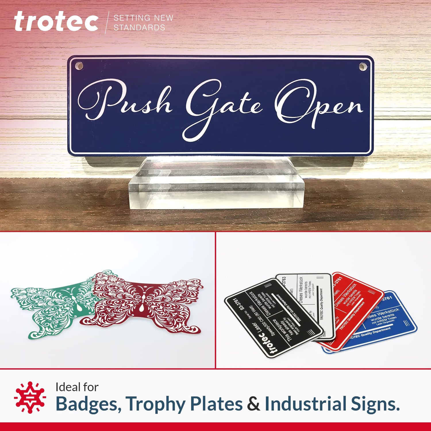 Trotec TroLase | 12"x24.25" x1/16", 4 Pcs | Sapphire/White | 2 Ply | Modified Acrylic | Laser Engraving Double Color Plastic Sheet | Engraving Blanks TROTEC