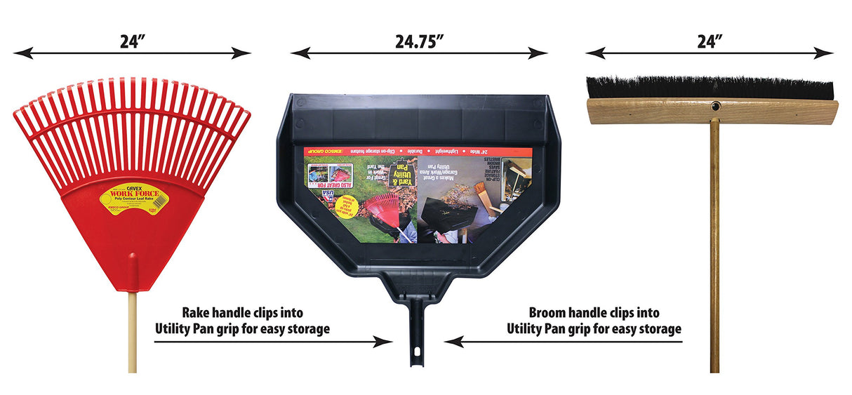 Emsco Group Enormous Yard & Garage Dust Pan – 24-Inch Mouth – Lightweight, Durable – Clip-On Features Emsco Group