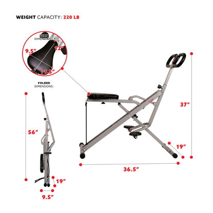 Sunny Health & Fitness Squat Assist Row-N-Ride™ Trainer for Glutes Workout with Online Training Video - WoodArtSupply