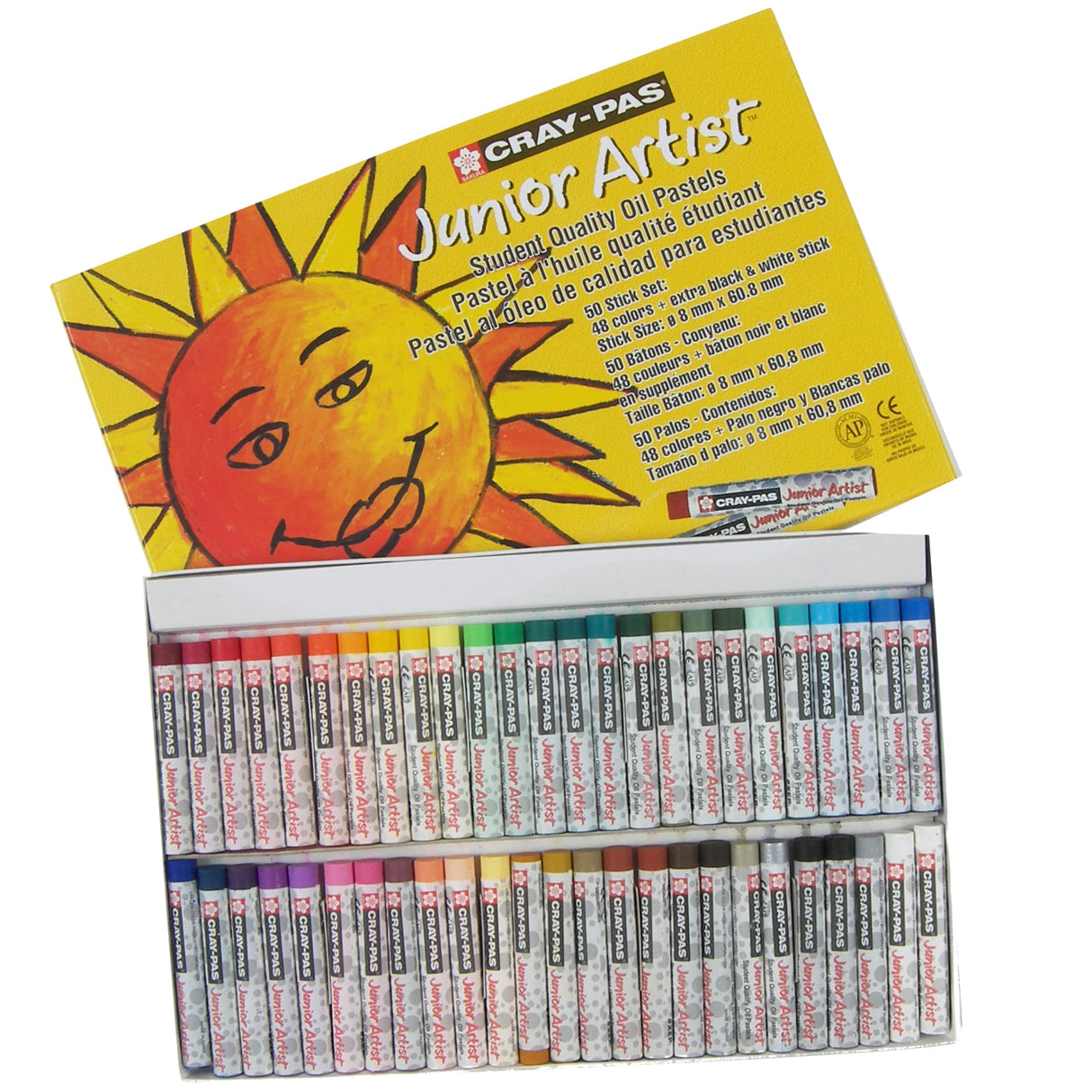 SAKURA Cray-Pas Junior Artist Oil Pastel Set - Soft Oil Pastels for Kids & Artists - 50 Sticks SAKURA