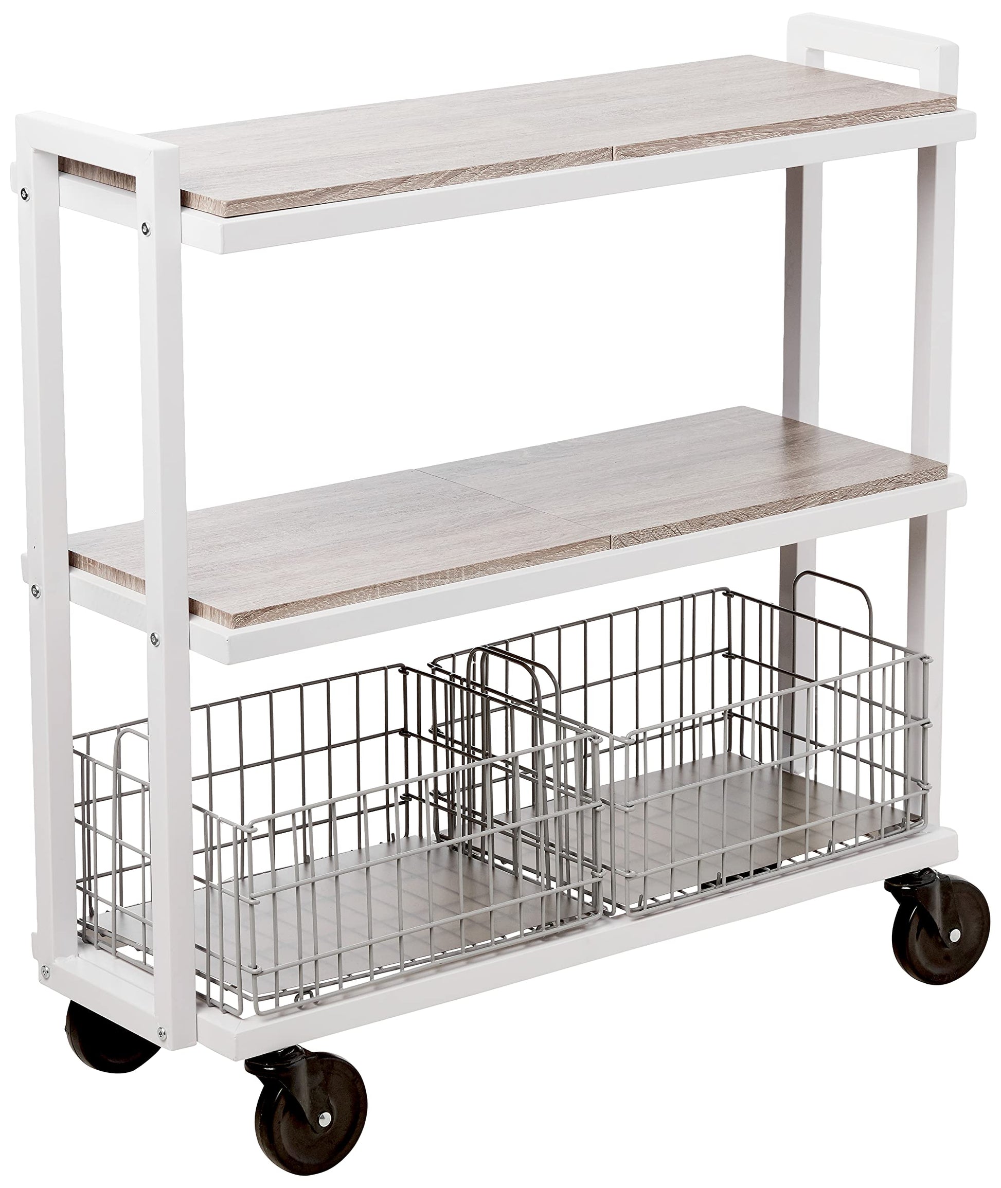 Atlantic Modular Mobile Storage Cart System, with Interchangeable Shelves & Baskets, Powder-Coated All-Steel Frame, 3-Tier, Caster Wheels for - WoodArtSupply