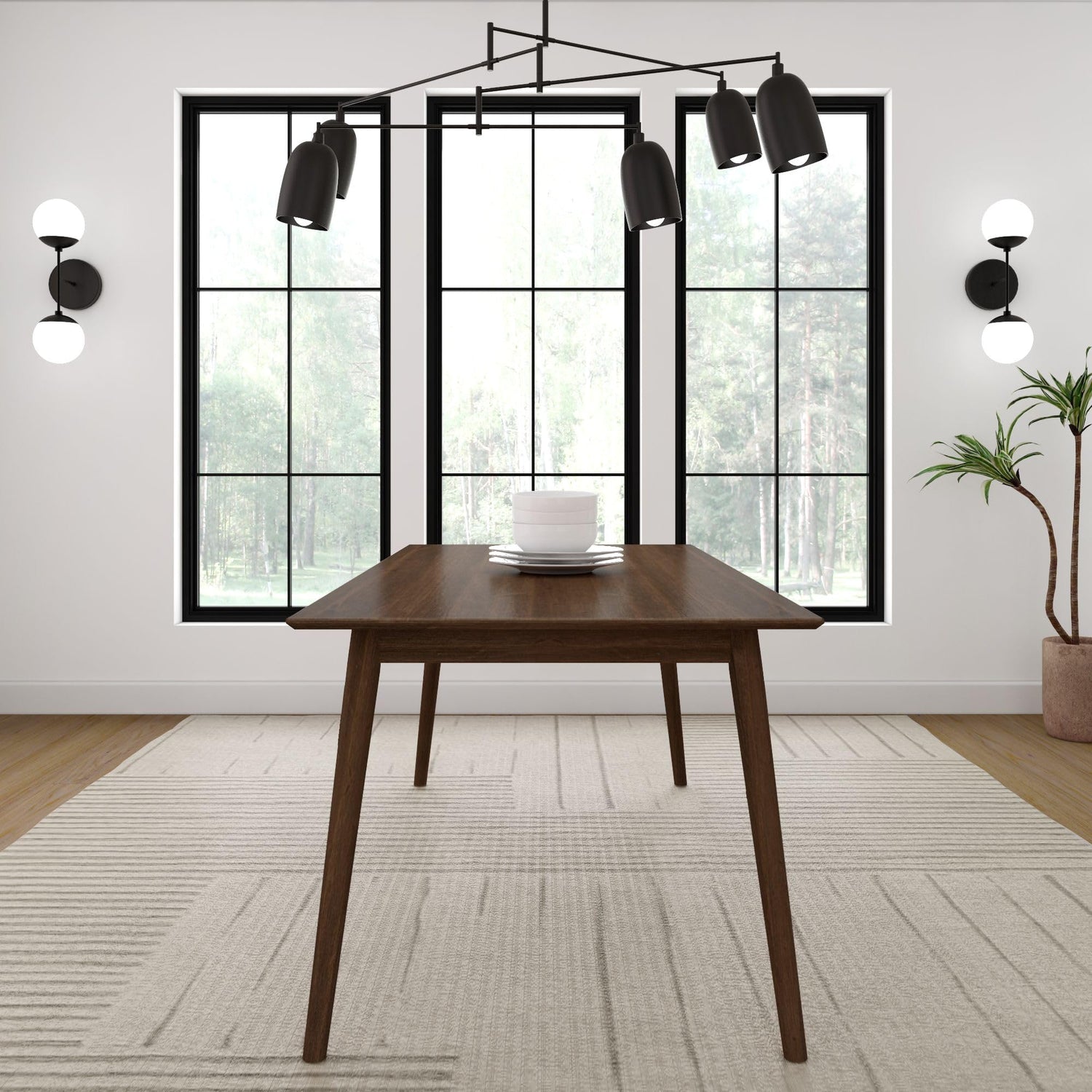 Plank+Beam 72 Inch Mid Century Modern Dining Table, Solid Wood Kitchen & Dining Room Table for 6, Minimalist Table for Dining Room, Rectangular Plank+Beam