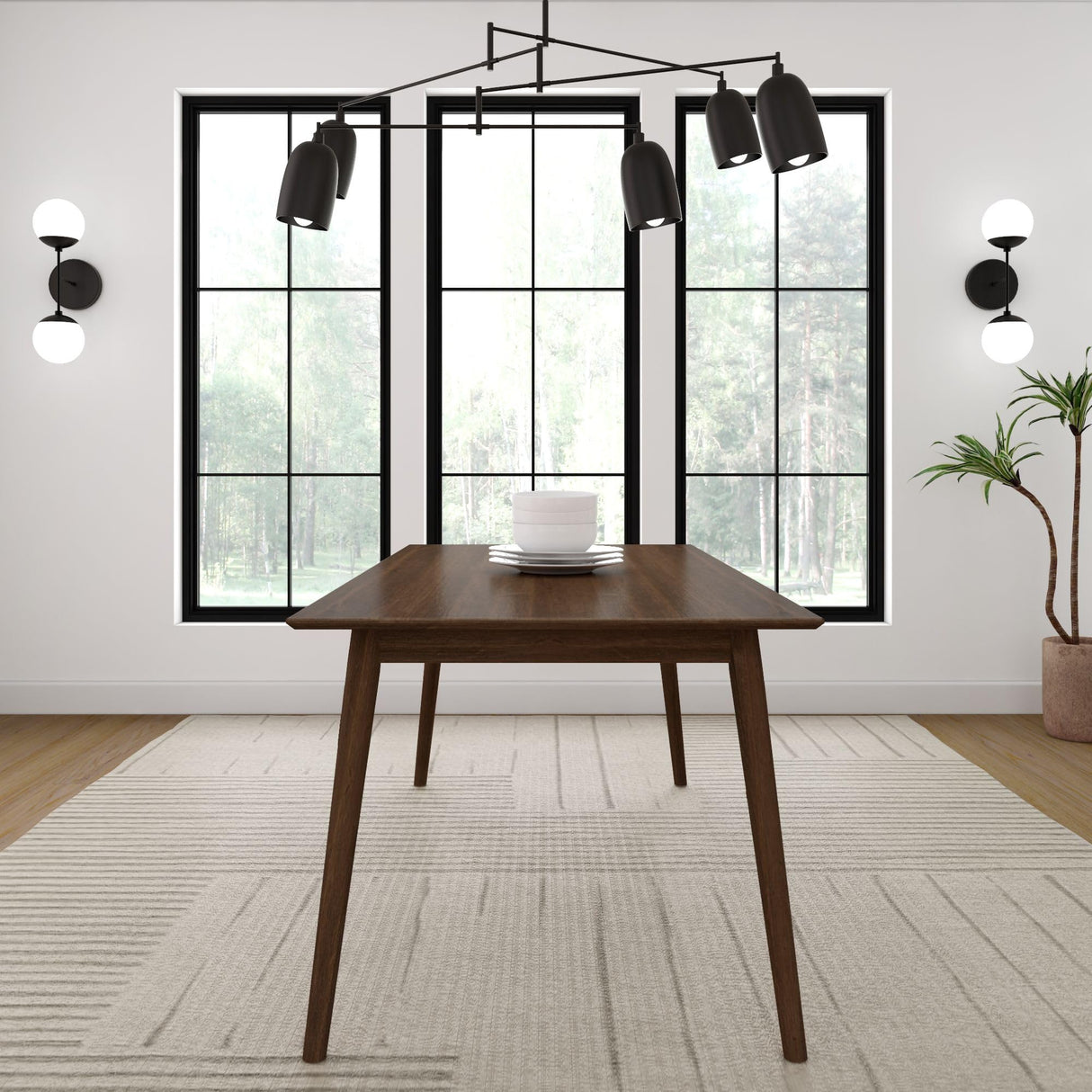 Plank+Beam 72 Inch Mid Century Modern Dining Table, Solid Wood Kitchen & Dining Room Table for 6, Minimalist Table for Dining Room, Rectangular Plank+Beam