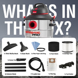 Shop-Vac 8 Gallon 6.0 Peak HP Wet/Dry Vacuum, Stainless Steel Tank, Portable Shop Vacuum with Multifunctional Attachments for Jobsite, Garage & Shop-Vac