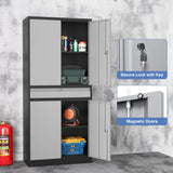 LISSIMO Metal Garage Storage Cabinet with Drawer, 71" Garage Storage Cabinet with Adjustable Shelves and 4 Doors, Lockable Lateral File Cabinet for LISSIMO