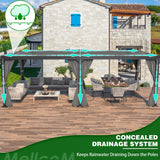 MELLCOM Louvered Pergola 12x20, Aluminum Pergola with Adjustable Louvered Roof, Outdoor Pergola with Waterproof Curtains and Nets, Gray MELLCOM
