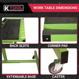 K Tool International 75108 Adjustable Tear Down Work Table with Drawer for Garages, Repair Shops, and DIY, Portable, (4) 2" Swivel Casters, 220 Pound K Tool International