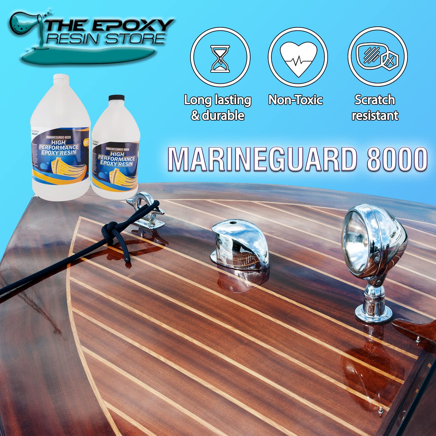 The epoxy Resin Store - Boat Coating, Repairs, Construction, UV Stable, Non Yellowing, High Performance Coating, 2 Part epoxy kit, Table Top epoxy Clearcast 7000