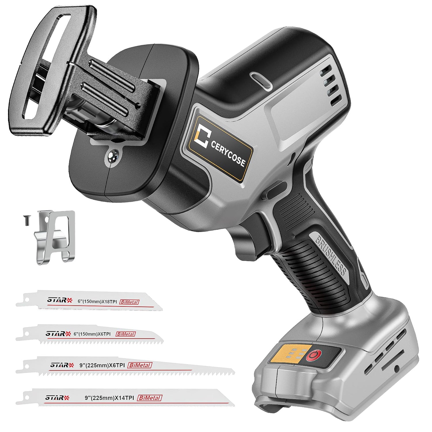 Cordless Reciprocating Saw for DeWalt 20V Max, Brushless Motor Variable Speed, Tool-Free Blade Change, Cerycose Reciprocating saw with LED Light,4 Cerycose