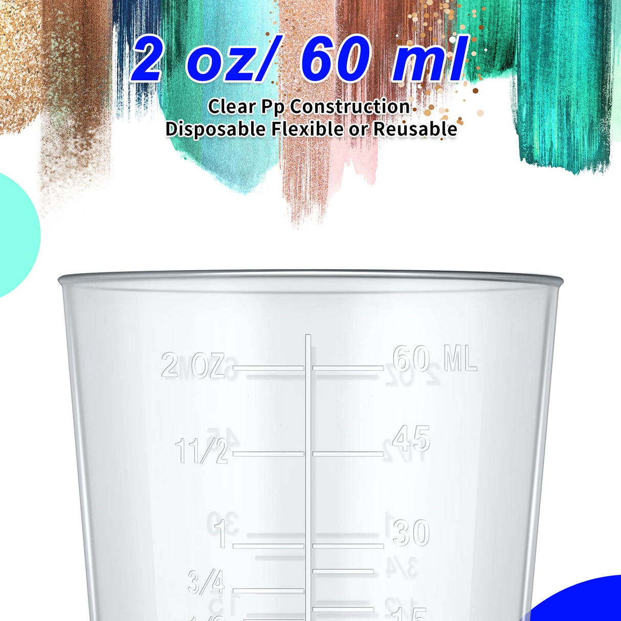 200 Pcs 2 Ounce Epoxy Mixing Cups Disposable Measuring Cups for Resin 60 ml Graduated Plastic Medicine Cups Bulk Clear Beaker Cup with 200 Mixing Konohan