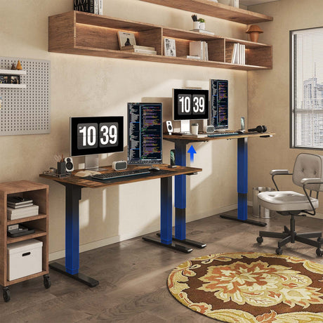 FLEXISPOT 55 x 28 Inches Electric Stand Up Desk Workstation, Whole-Piece Desk Board Home Office Computer Standing Table Height Adjustable Desk (Black FLEXISPOT