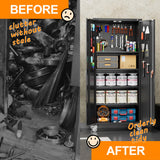 Aobabo 72 Inch Locking Metal Garage Storage Cabinet with Universal Rubber Wheels with Lockable Casters, Pegboards, and Magnetic Doors, Black Aobabo