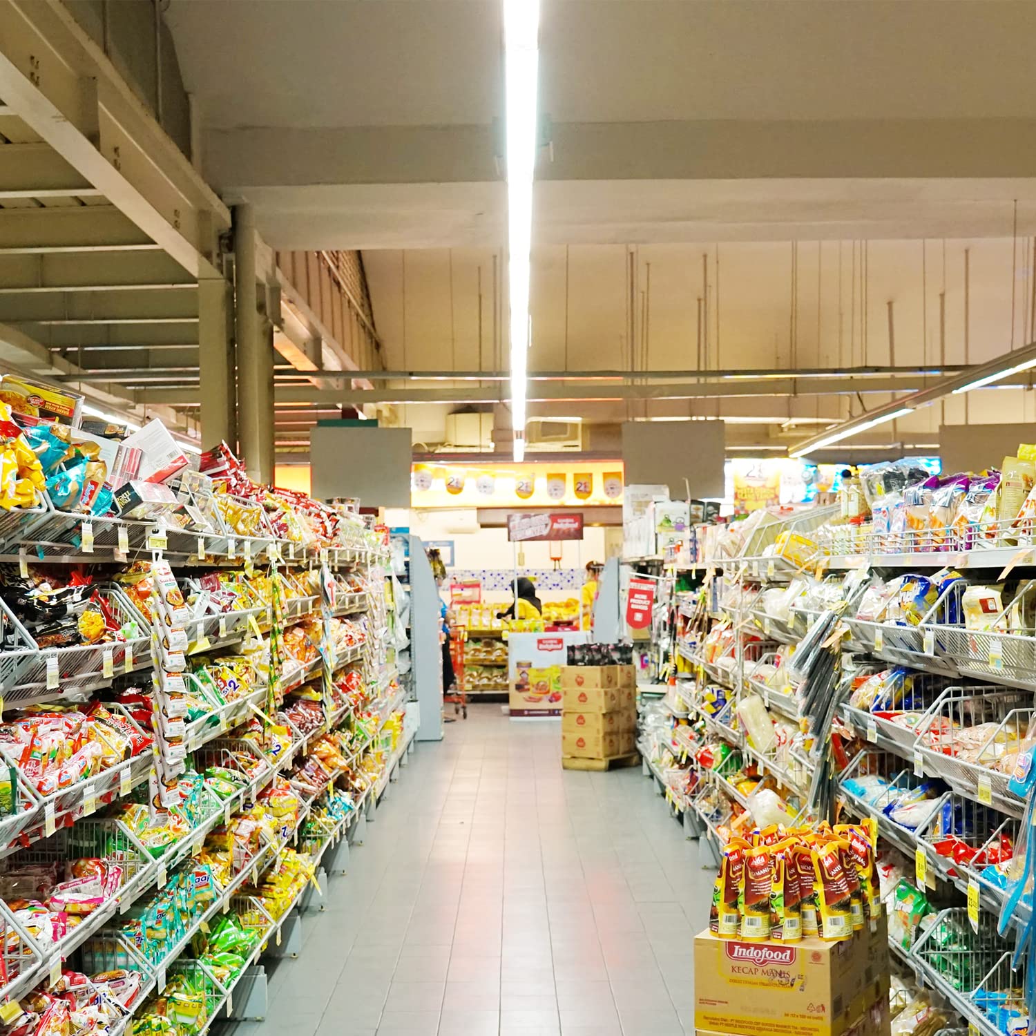 OOOLED 4FT Linkable 42W 4800LM 5000K LED Ceiling Lights for Garages, Pull Chain ON/Off, Linear Work Light Fixture with Plug, 2 Pack OOOLED