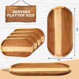 Yaomiao 4 Pcs Acacia Wooden Serving Tray Oval Shaped Rustic Wood Plates Large Decorative Natural Wooden Tray Wooden Serving Platter for Food Yaomiao
