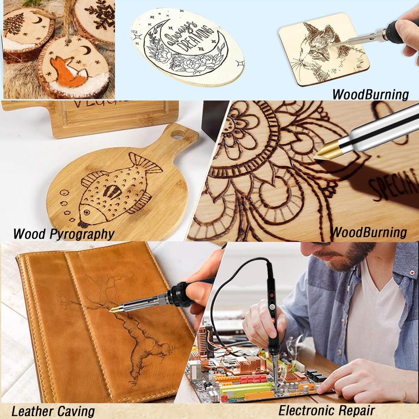Wood Burning Kit,Wood Burning Tool with Adjustable Temperature 200~450°C, Professional Wood Burning Pen for Embossing Carving DIY Adults Crafts Beginners