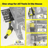 KAFAHOM Power Tool Organizer with Charging Station.Garage 8 Drill Holder Built in 8 Outlets Power Strip,Tool Storage Shelf Wall Mount,Tool Battery KAFAHOM