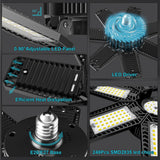 CHENGCHILIT LED Garage Light 2 Pack - 200w 20000LM 6500K Garage Lights Ceiling Led with 7+1 Adjustable Panels, Led Shop Lights Screw in E26 E27 Bulb CHENGCHILIT
